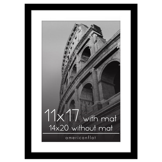 Americanflat 14x20 Picture Frame with Polished Plexiglass - Use as 11x17 Frame with Mat or Display 14x20 Photo Without Mat - Epic Collection - Wide Picture Frames for Wall Display - Black