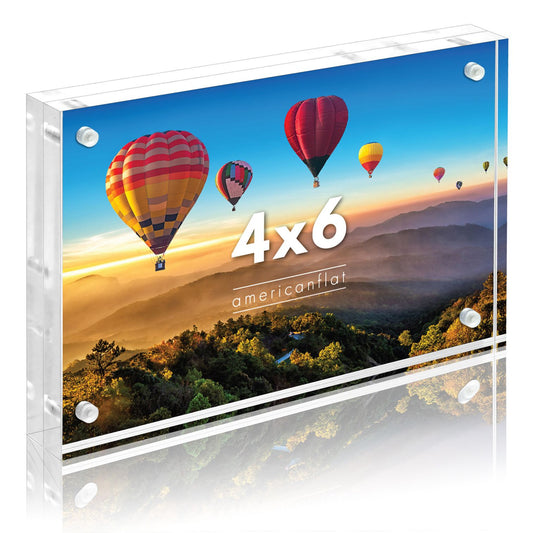 Americanflat 4x6 Acrylic Picture Frame - Double Sided Frames with Magnetic Corners - Transparent Acrylic Frames for Desk or Tabletop Display - 4x6 Picture Frame with Microfiber Cloth Included