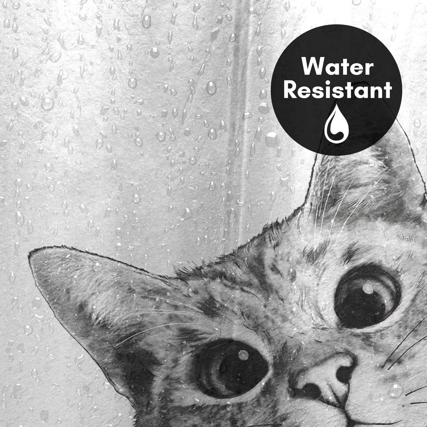 71" x 74" Decorative Shower Curtain with 12 Hooks, Sneaky Cat by Laura Grave