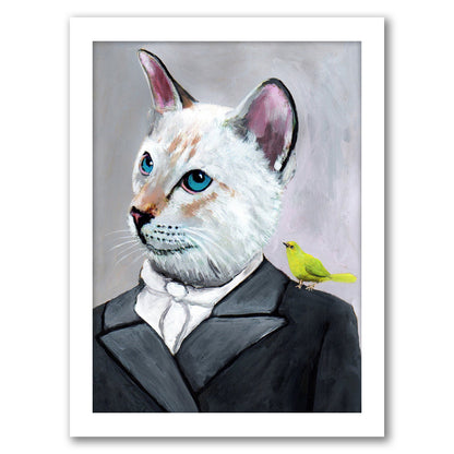 Cat With Bird By Coco De Paris - Framed Print