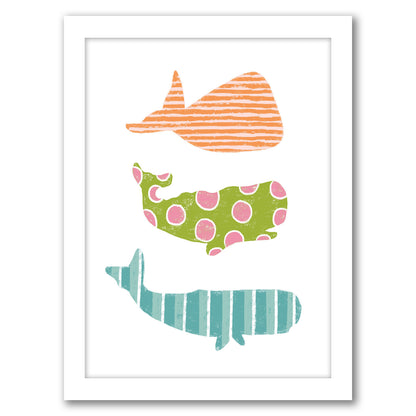 Whales By Lisa Nohren - White Framed Print