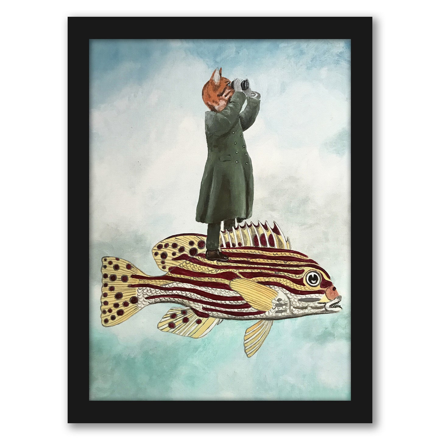 Cat Fish By Coco De Paris - Framed Print