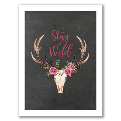 Stay Wild Skull Chalkboard by Amy Brinkman - Framed Print
