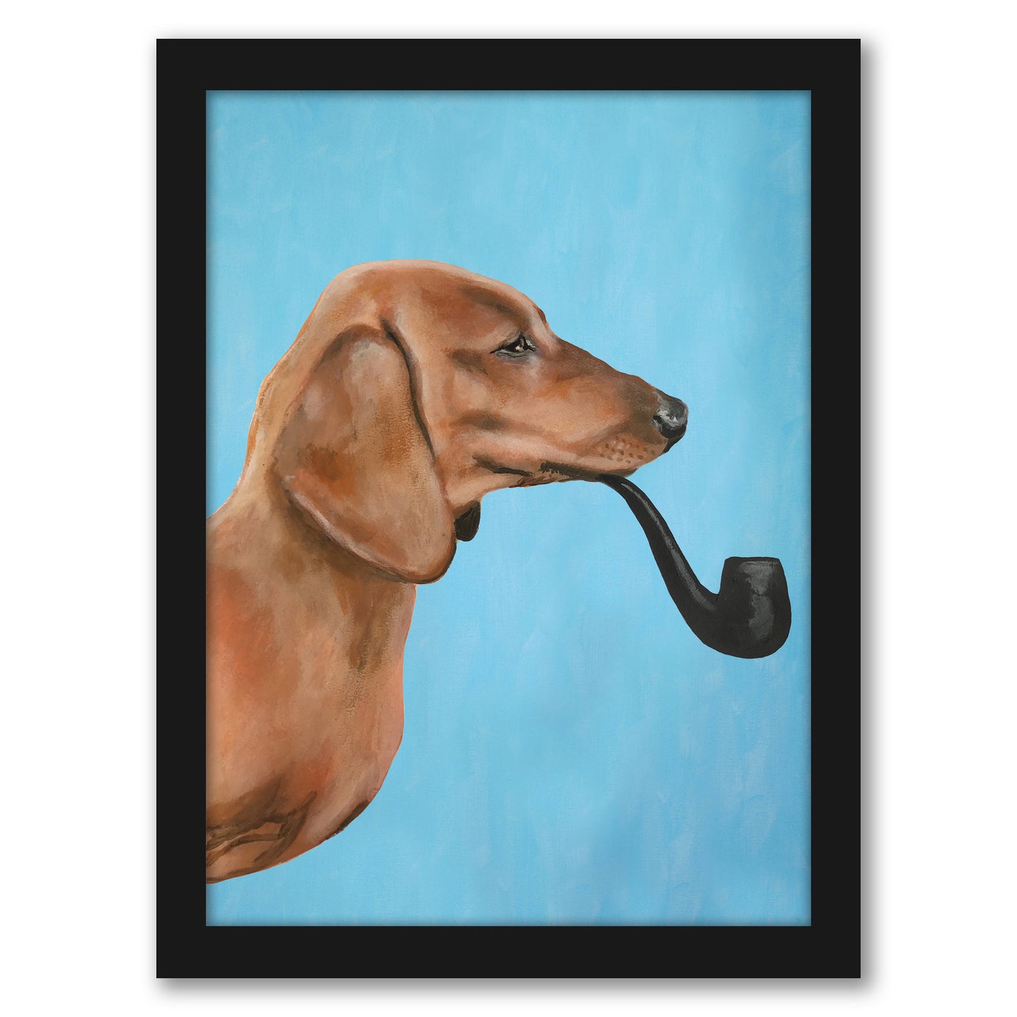 Dachshund With Pipe By Coco De Paris - Framed Print