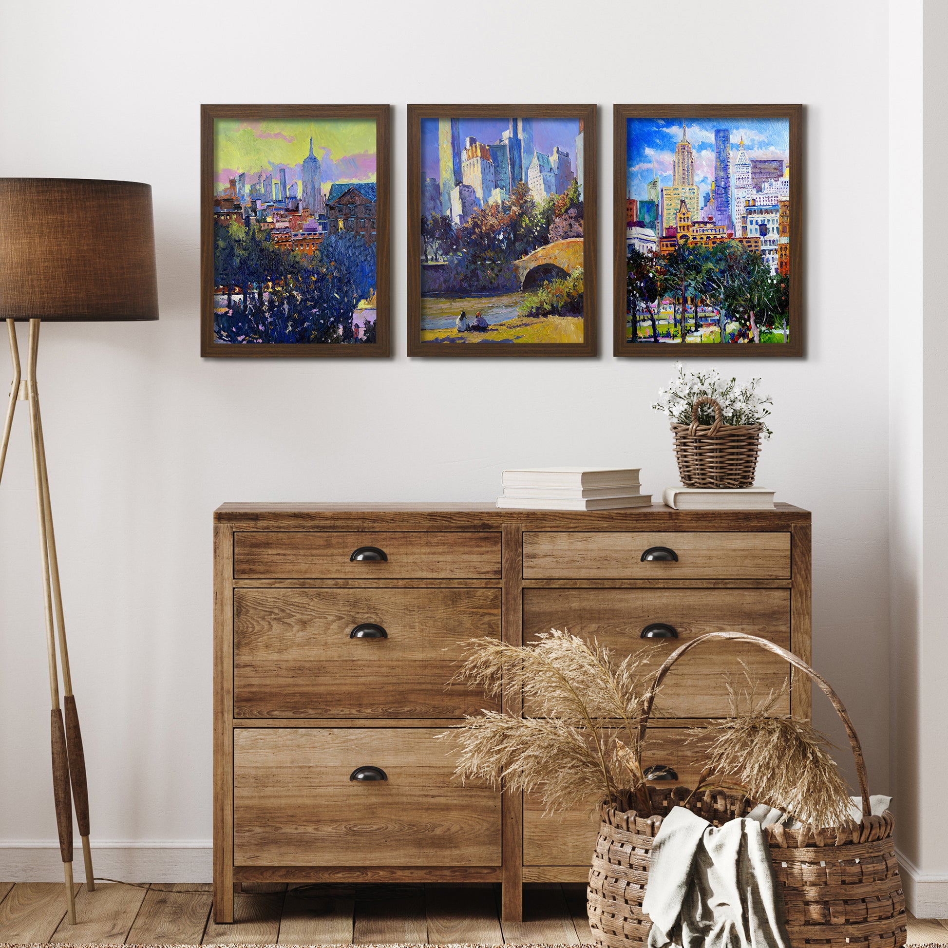 New York Views by Suren Nersisyan - 3 Piece Gallery Framed Print Art Set - Americanflat