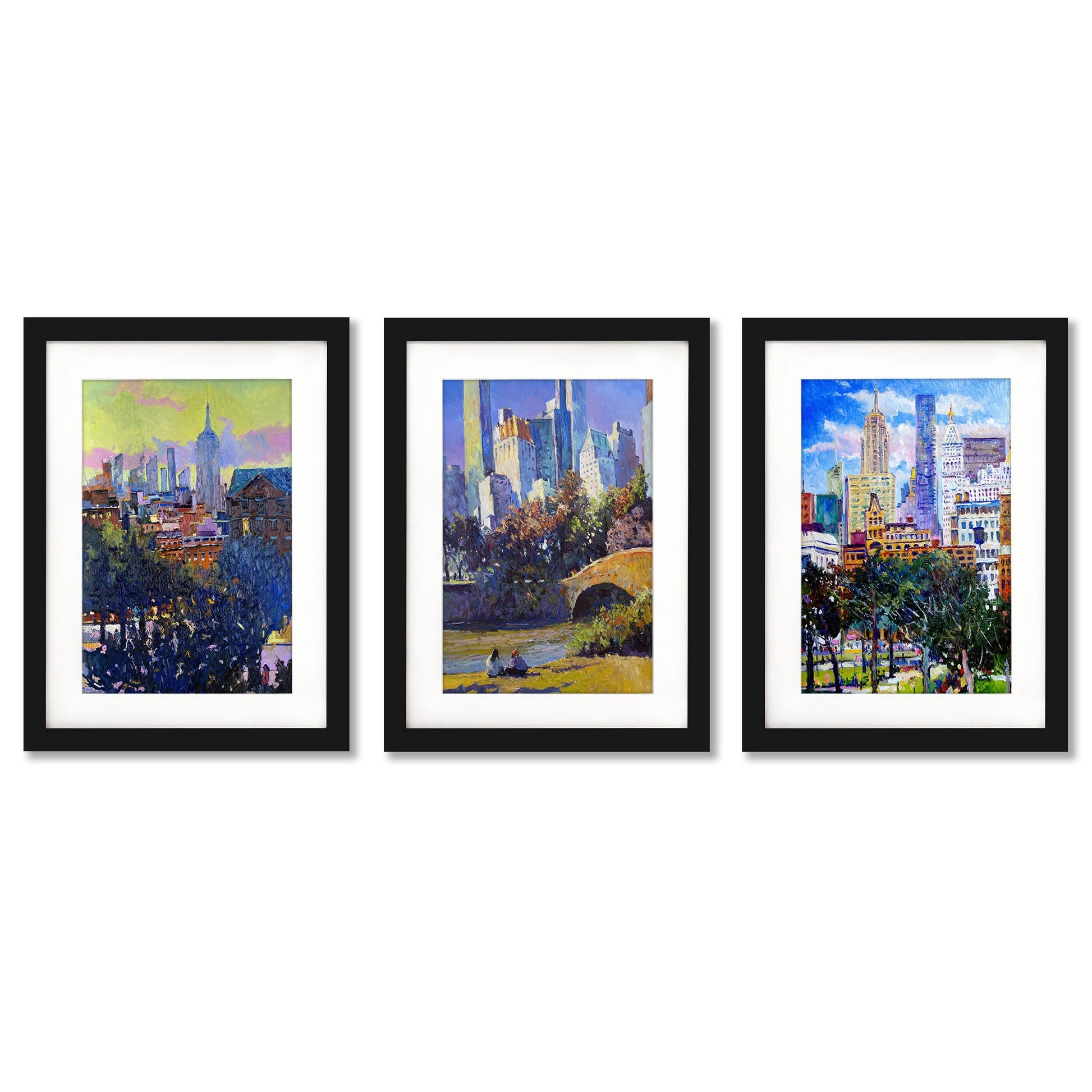 New York Views by Suren Nersisyan - 3 Piece Gallery Framed Print Art Set - Americanflat