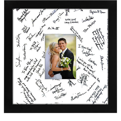 Wedding Signature Picture Frame - Display Pictures 5x7 or 14x14 Without Mat - Made with Glass - Picture Frame - Americanflat