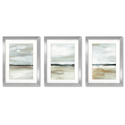 Watercolor Horizon by PI Studio - 3 Piece Gallery Framed Print Art Set