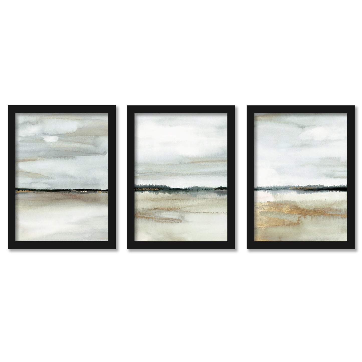 Watercolor Horizon by PI Studio - 3 Piece Gallery Framed Print Art Set - Americanflat