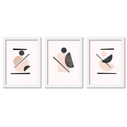 Blush and Black Shapes by tanya Shumkina - 3 Piece Gallery Framed Print Art Set - Americanflat