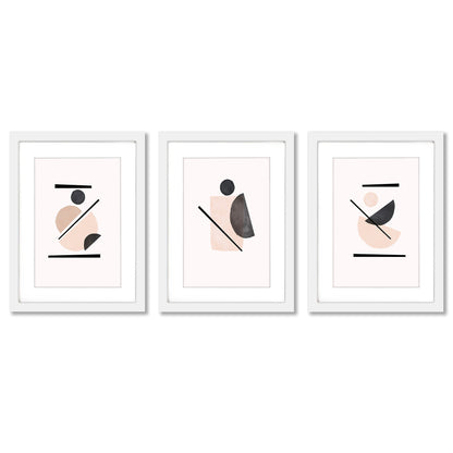 Blush and Black Shapes by tanya Shumkina - 3 Piece Gallery Framed Print Art Set - Americanflat
