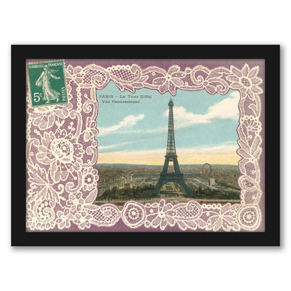 Eiffel Tower Postcard Stamp by Found Image Press - Framed Print