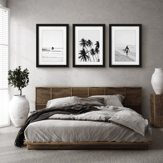 Black and White Surf by tanya Shumkina - 3 Piece Gallery Framed Print Art Set - Americanflat