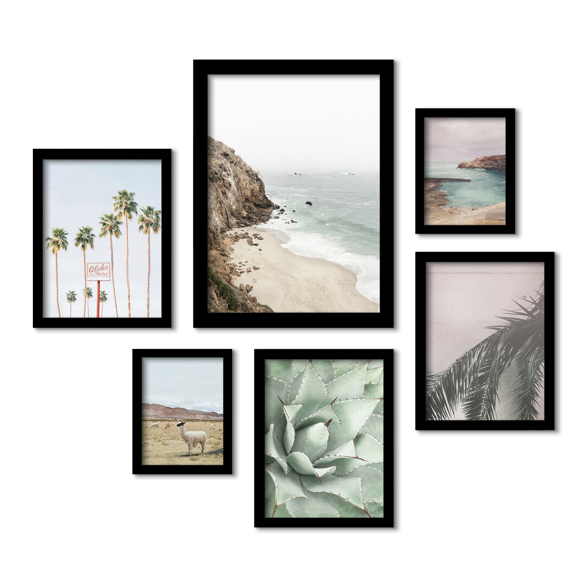 Framed Wall Art Set of 6 California Coastal Beach Prints. 24x36