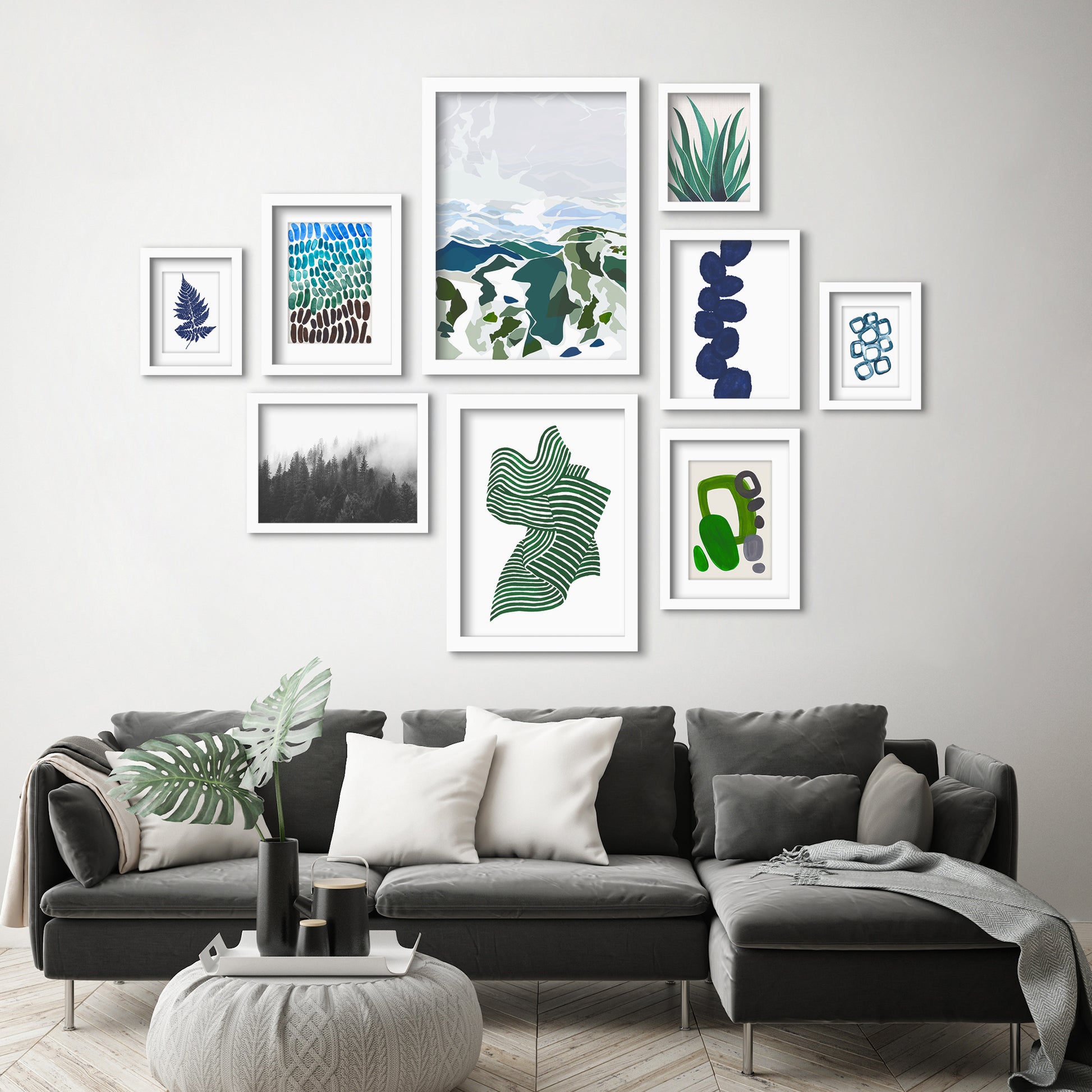 Watercolor Mountain Wash - 9 Piece Framed Gallery Wall Art Set - Art Set - Americanflat