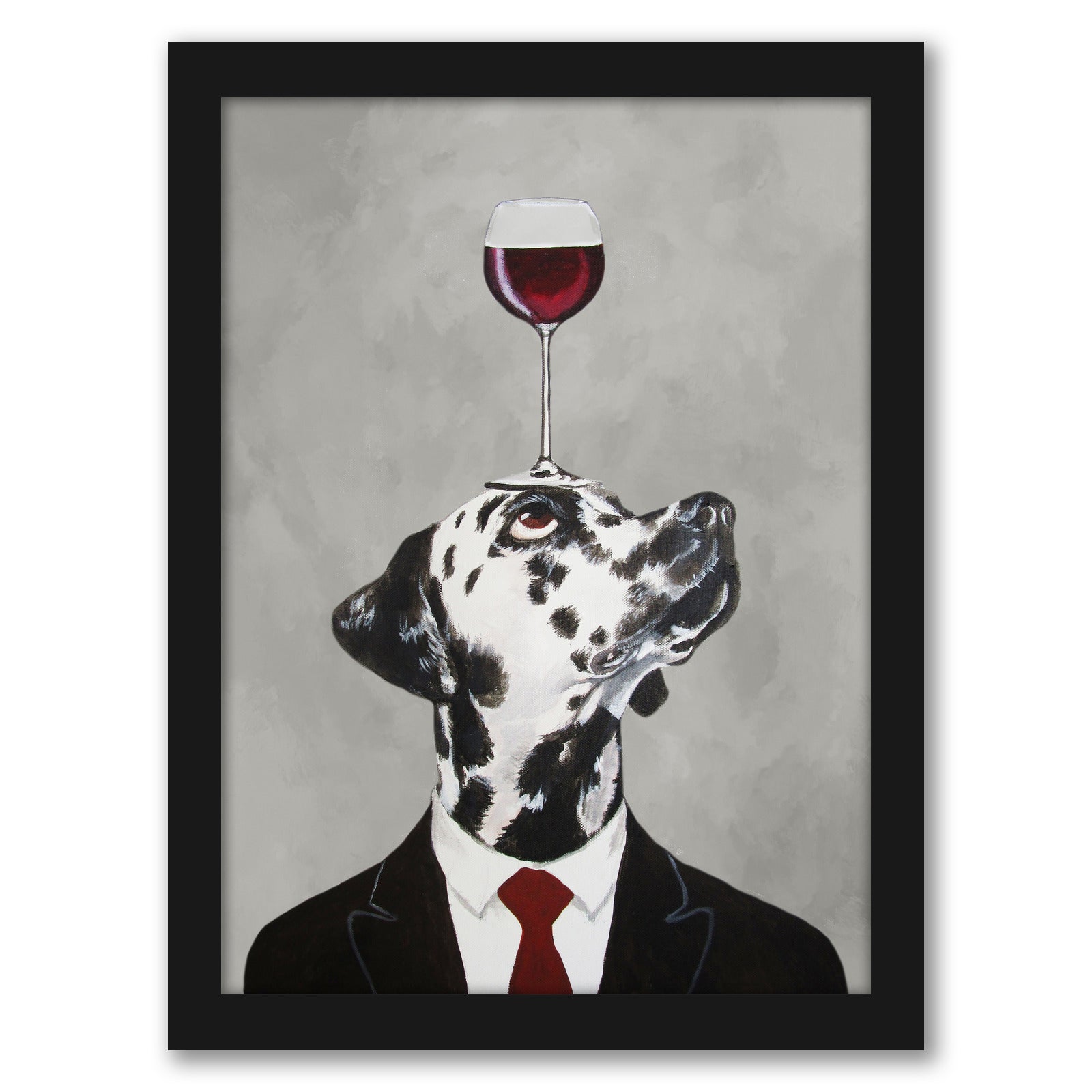 Dalmatian With Wineglass By Coco De Paris - Framed Print