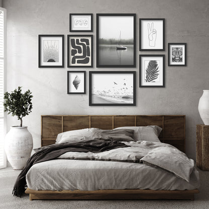 Black and White Serenity - 9 Piece Framed Gallery Wall Art Set - Art Set - Americanflat