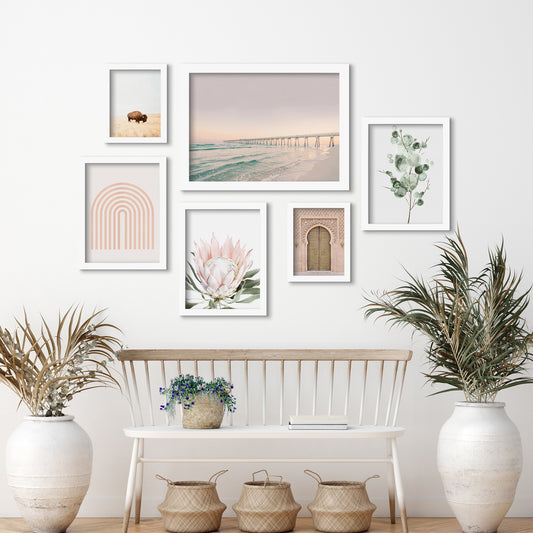 Beach Boardwalk - 6 Piece Framed Gallery Wall Set - Art Set - Americanflat