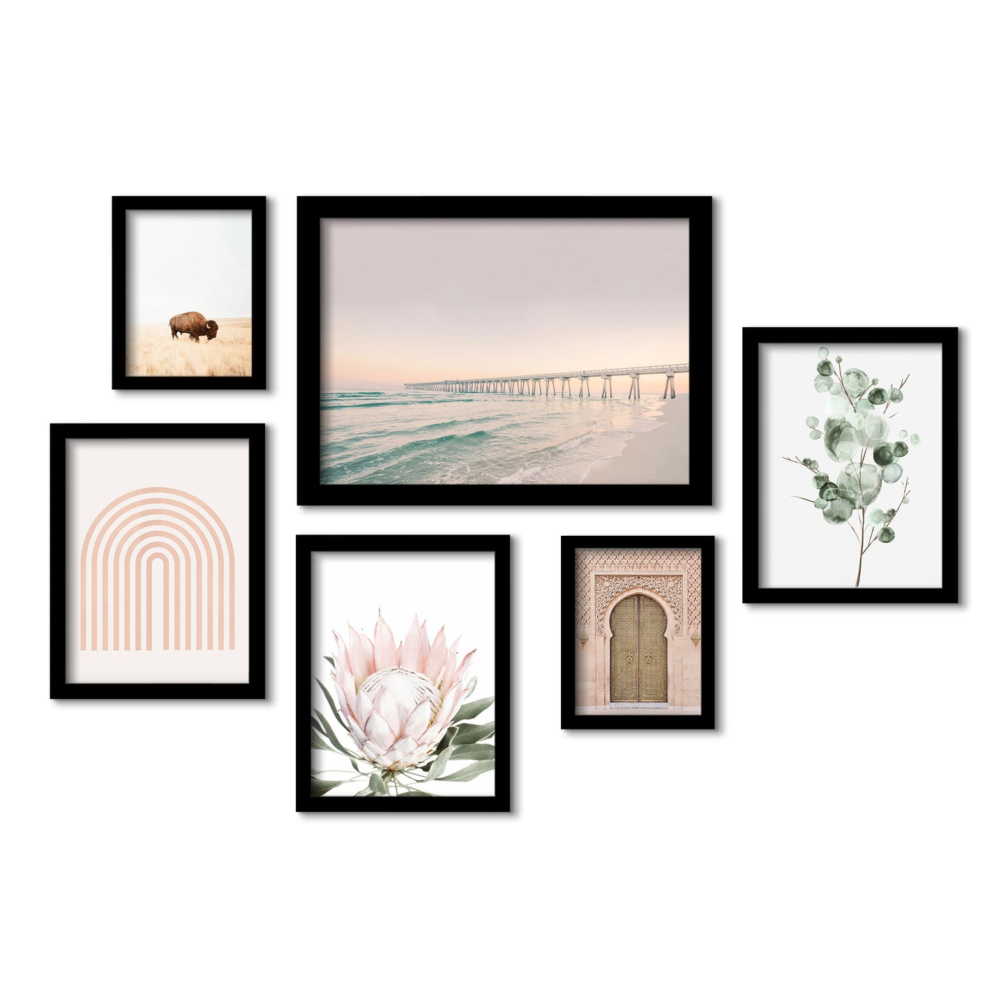 Beach Boardwalk - 6 Piece Framed Gallery Wall Set - Art Set - Americanflat