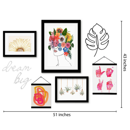 Colorful Floral Femme - Framed Multimedia Gallery Art Set