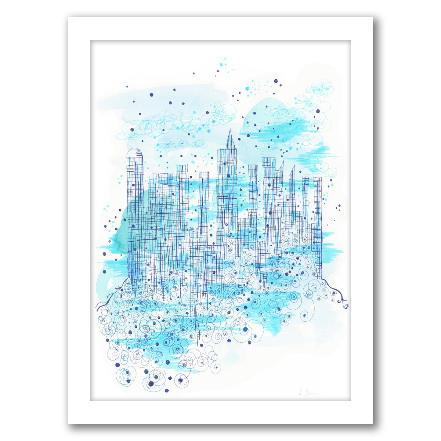 Blue City by Dreamy Me - Framed Print