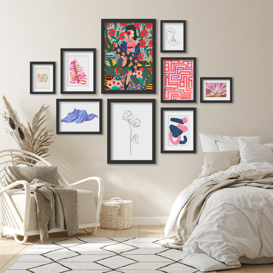 Pink Pattern Vibes - 9 Piece Framed Gallery Wall Art Set - Art Set - Americanflat