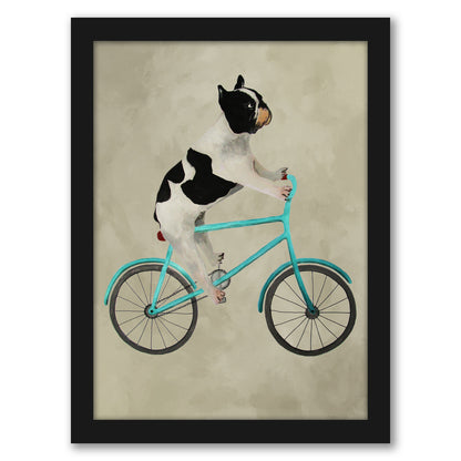French Bulldog On Bicycle By Coco De Paris - Framed Print