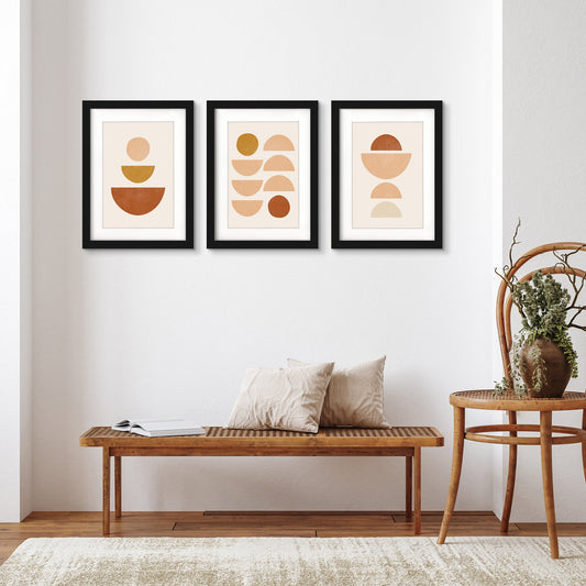 Terracotta Geo Shapes by Tetyana Karankovska - 3 Piece Gallery Framed Print Art Set - Americanflat