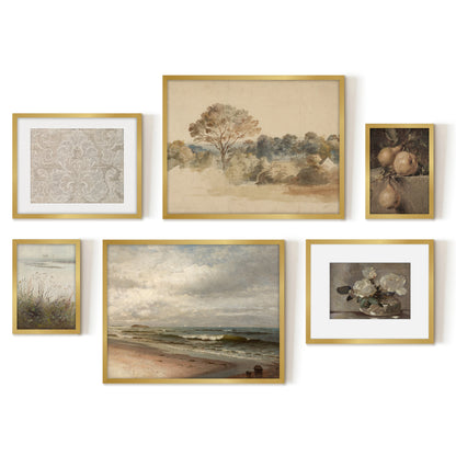 6 Piece Vintage Gallery Wall Art Set - Enchanting Tapestry Art by Maple + Oak