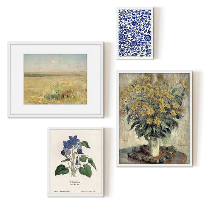 4 Piece Vintage Gallery Wall Art Set - Floral Impressions Art by Wall + Wonder