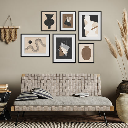 Americanflat Neutral Tones Minimalist Abstract by The Print Republic - 6 Piece Set