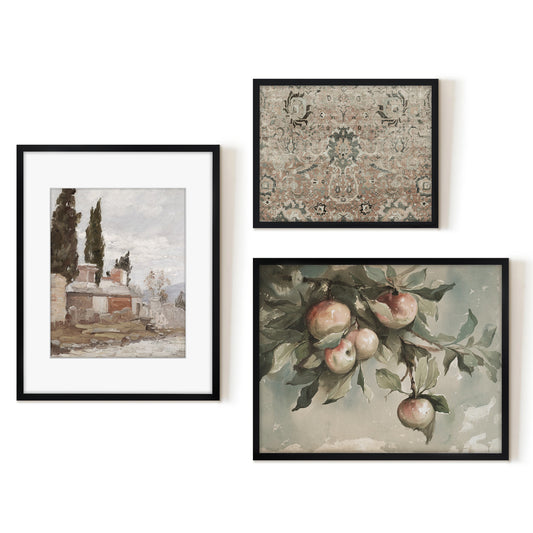 3 Piece Vintage Gallery Wall Art Set - Vibrant Orchards Art by Maple + Oak