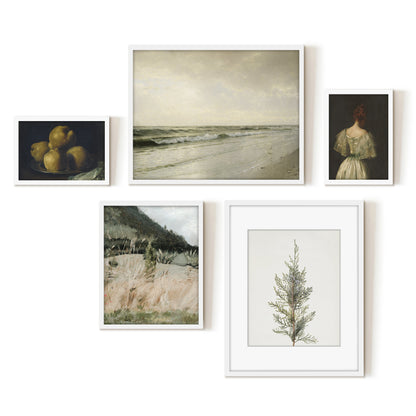 5 Piece Vintage Gallery Wall Art Set - Whispered Impressions Art by Maple + Oak