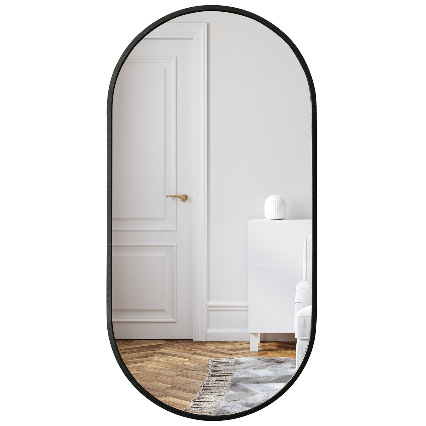 Oval Mirror - Aluminum Framed Oval Bathroom Mirror, Living Room Mirror, Bedroom - Large Oval Mirror with Vertical Mount