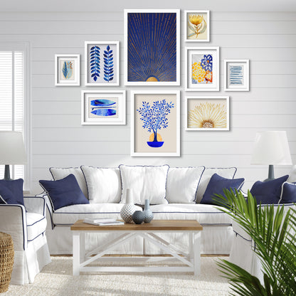 Botanical Blue - 9 Piece Framed Gallery Wall Art Set - Art Set - Americanflat