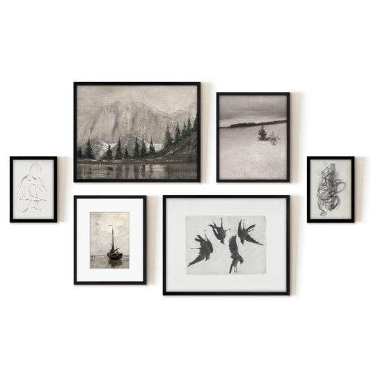 6 Piece Vintage Gallery Wall Art Set - Ethereal Wilderness Art by Maple + Oak