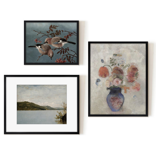 3 Piece Vintage Gallery Wall Art Set - Harmony of Nature Art by Maple + Oak