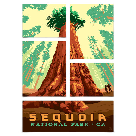 Sequoia National Park At the Foot of Sherman 5 Piece Grid Wall Art Room Decor Set  - Print