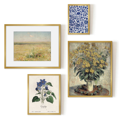 4 Piece Vintage Gallery Wall Art Set - Floral Impressions Art by Wall + Wonder