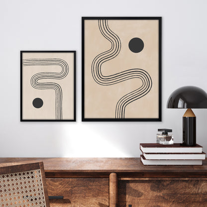 Americanflat Mid Century Neutral Abstract Landscape by The Print Republic - 2 Piece Set