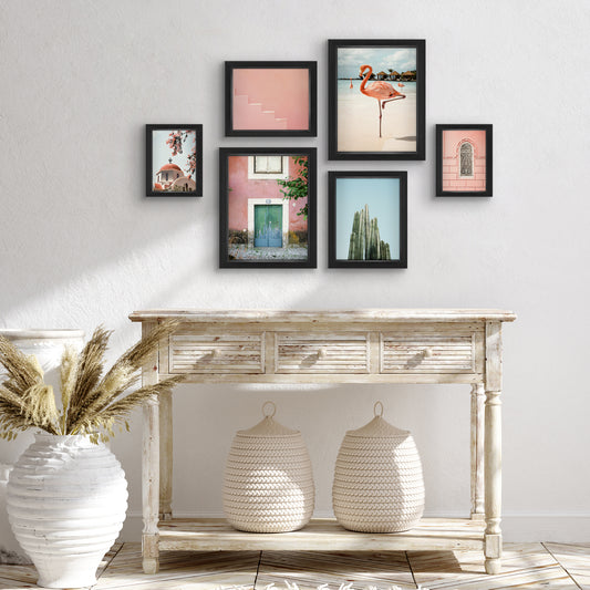 Pink Paradise - 6 Piece Shadowbox Frame Gallery Wall Art Set - Americanflat