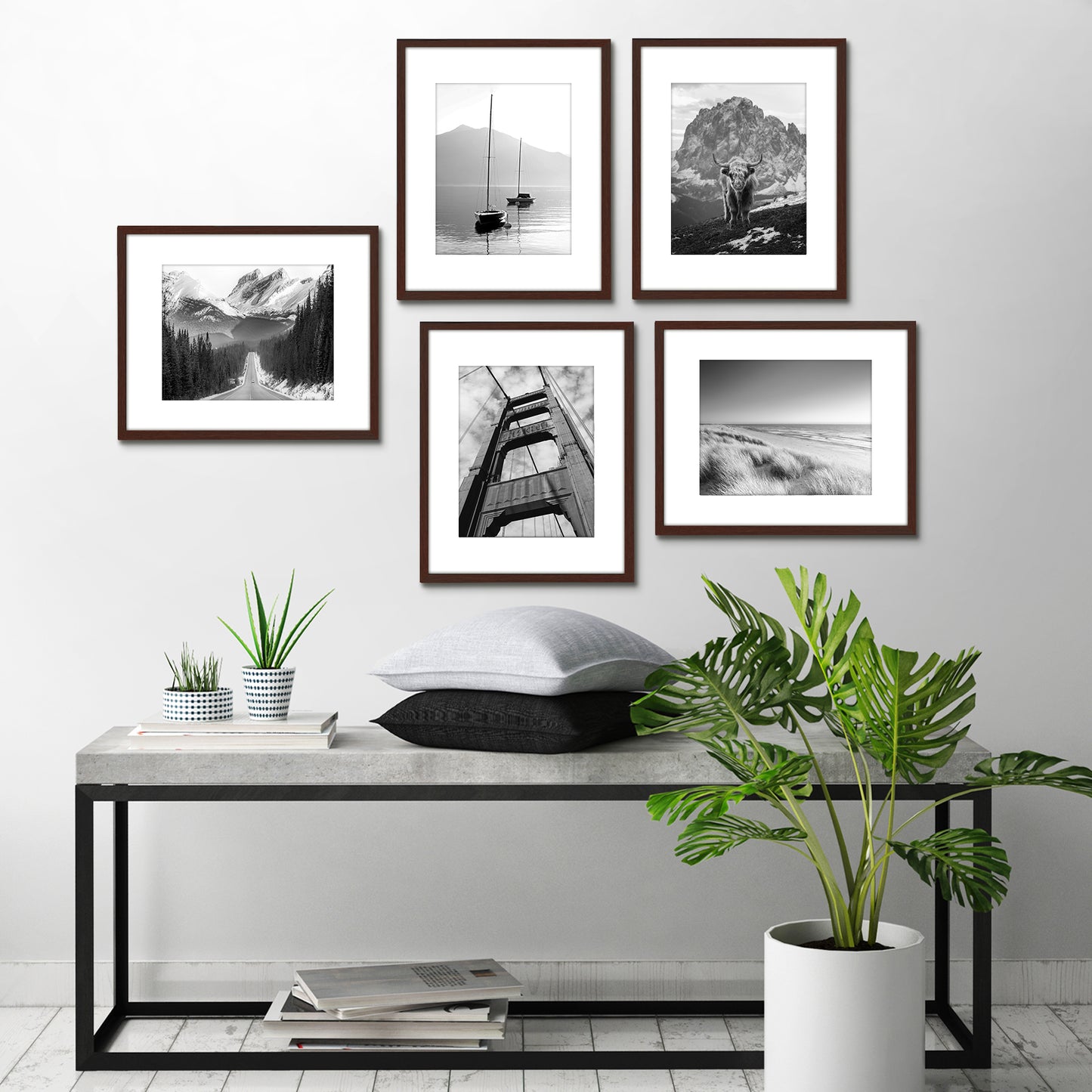 5 Pack - Gallery Wall Picture Frame | Choose Size and Color