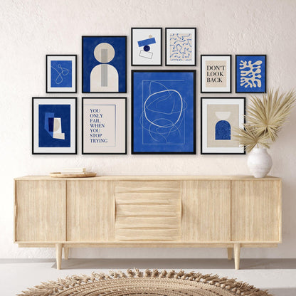Americanflat Royal Blue Abstract Line Shapes by The Print Republic - 10 Piece Set