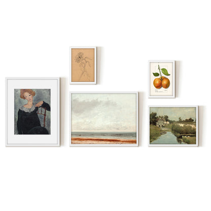 5 Piece Vintage Gallery Wall Art Set - Sunlit Serenity Art by Wall + Wonder