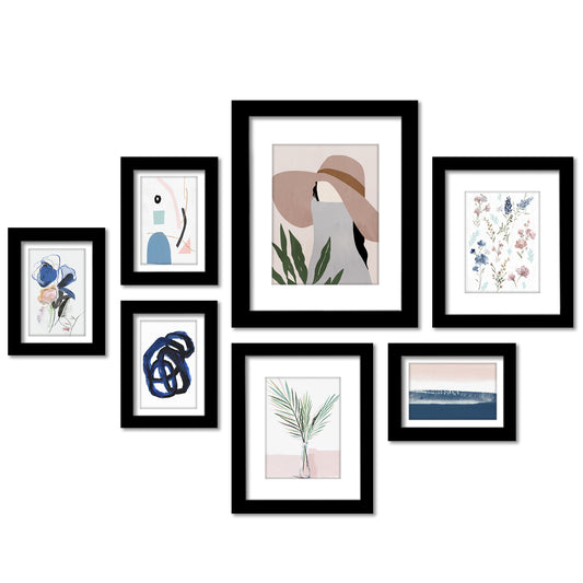 Boho Travel Girl by PI Creative - 7 Piece Framed Gallery Wall Art Set - Americanflat