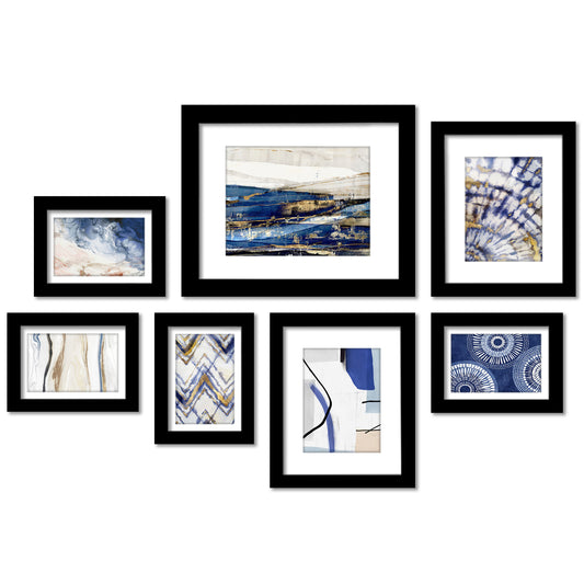 Indigo Dye by PI Creative - 7 Piece Framed Gallery Wall Art Set - Americanflat