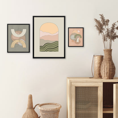Mid Century Neutral Abstract Landscape by The Print Republic x Americanflat - 2 Piece Set Print Wall Art Set