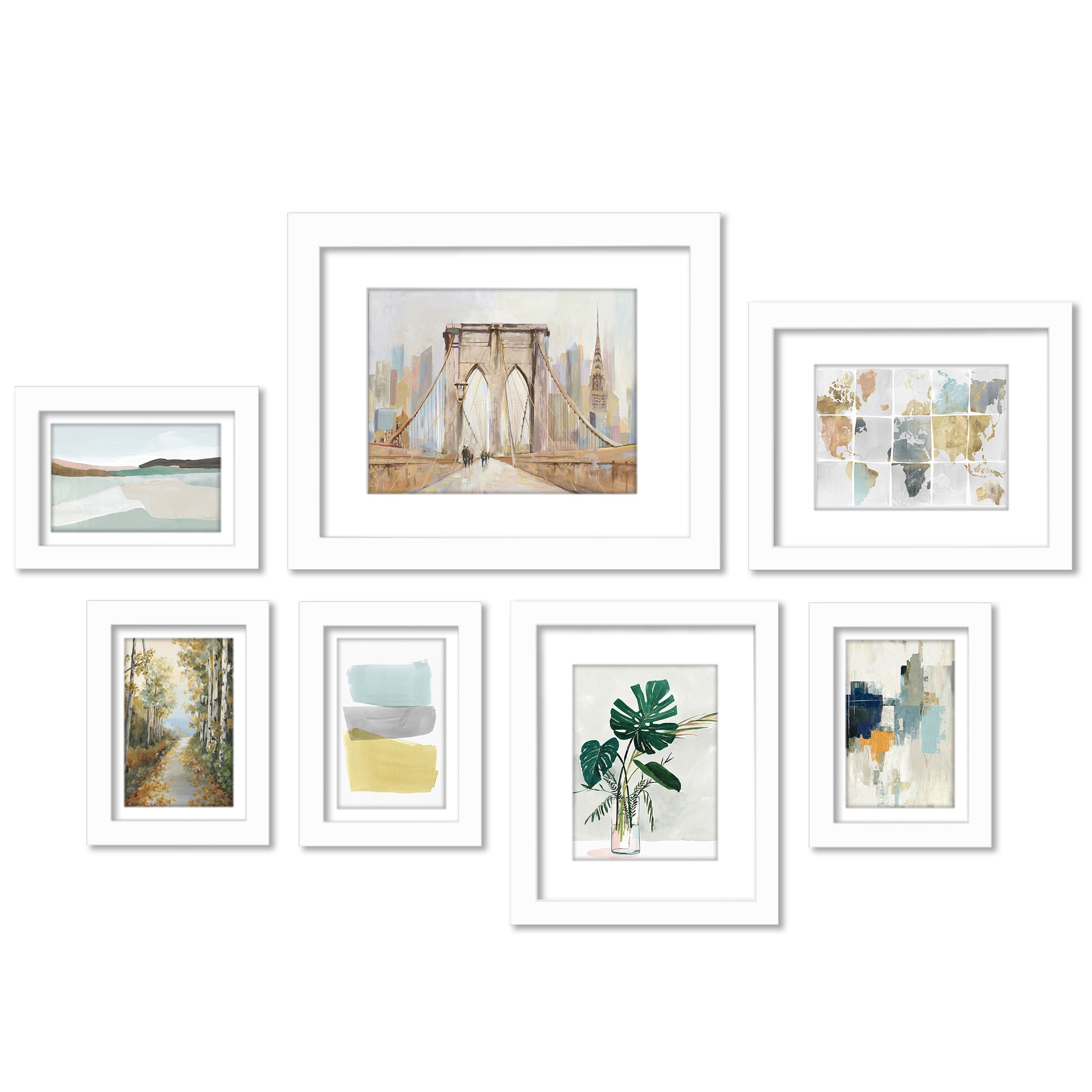 Earth Tone World Travel by PI Creative - 7 Piece Framed Gallery Wall Art Set - Americanflat