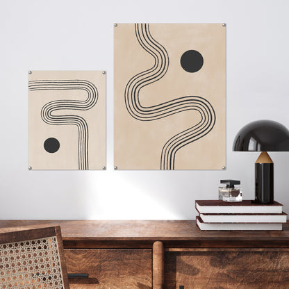 Americanflat Mid Century Neutral Abstract Landscape by The Print Republic - 2 Piece Set