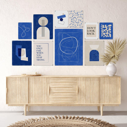 Americanflat Royal Blue Abstract Line Shapes by The Print Republic - 10 Piece Set